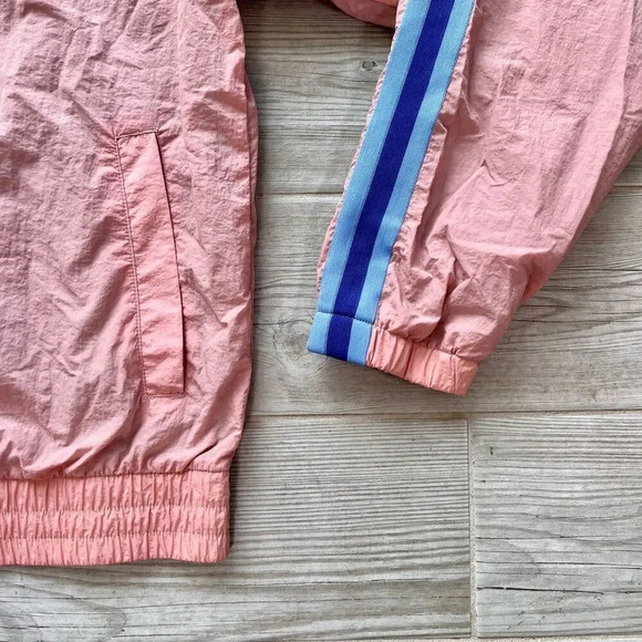 Urban Outfitters Men's Pink Retro Long Sleeves Full Zip Windbreaker Jacket Large - Picture 4 of 8